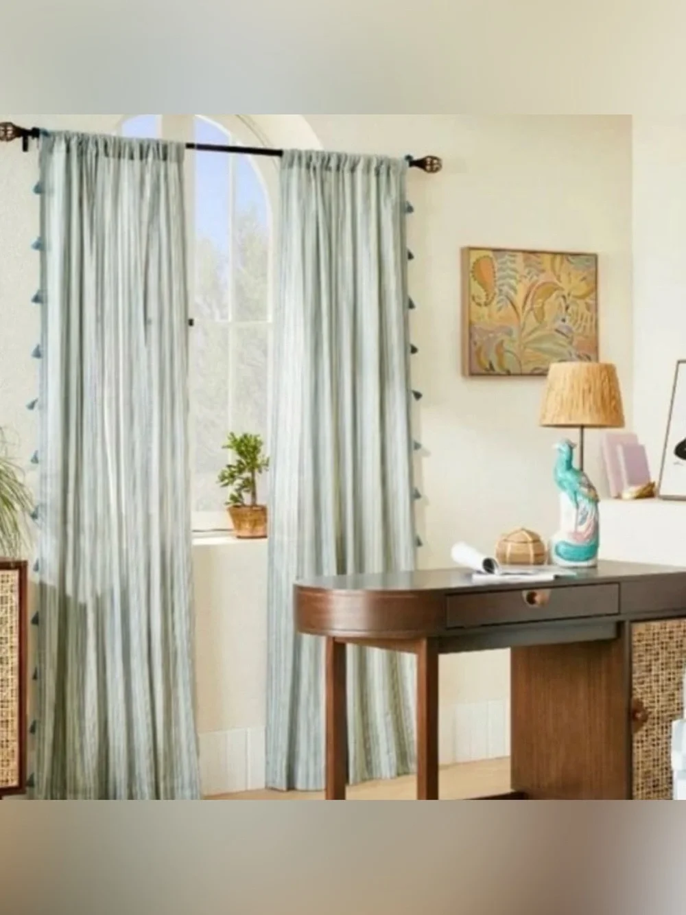 NWT OpalHouse Jungalow Cool Blue Woven Stripe Curtain Panel 50”x84”